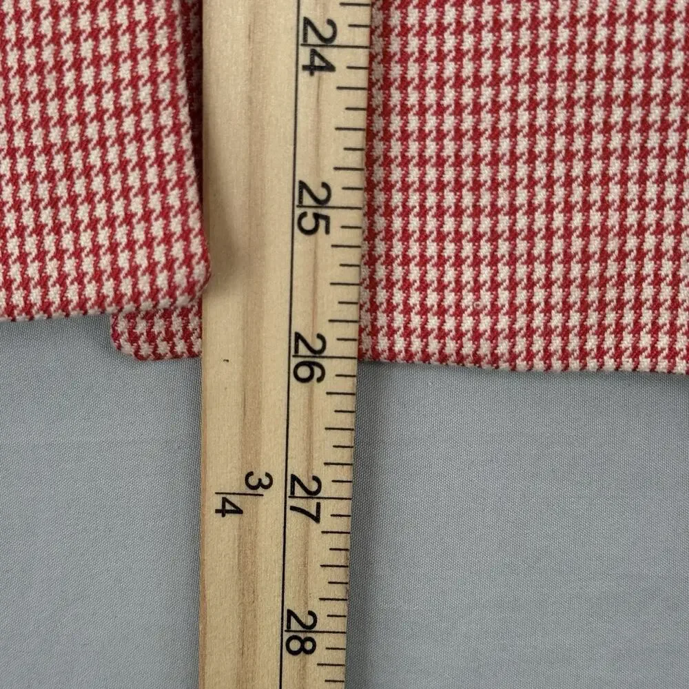 Vintage Christian Dior Houndstooth Skirt Suit Set Red White Jacket Sz 14 USA